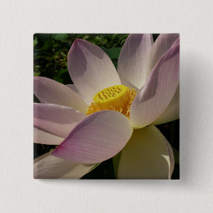 Pink Lotus Flower III Summer Floral 2 Inch Square Button