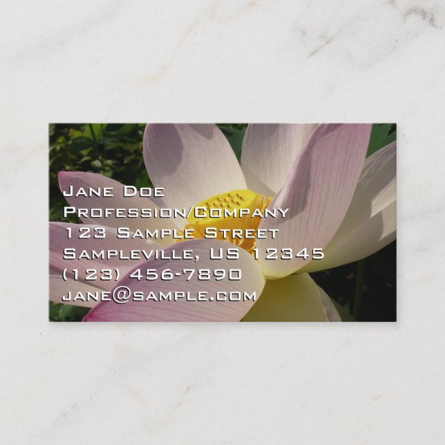 Pink Lotus Flower III Summer Floral Business Card (Front)