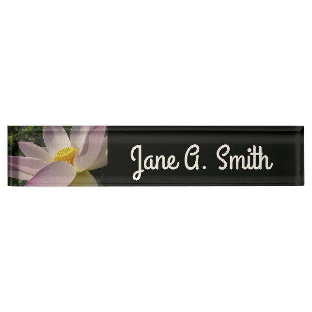 Pink Lotus Flower III Summer Floral Nameplate (Front)