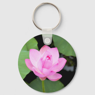 Pink lotus flower keychain