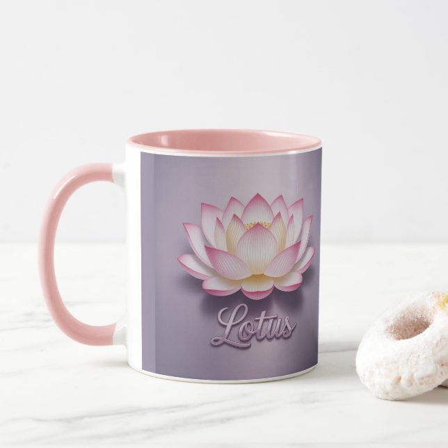 Pink Lotus Flower Meditation Mug (With Donut)