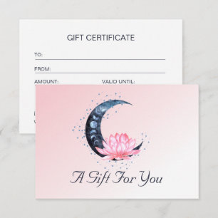 Pink Lotus Flower Moon Business Gift Certificate