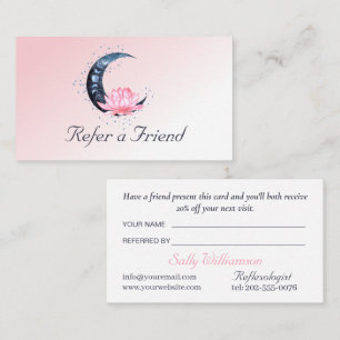 Pink Lotus Flower Moon Business  Referral Card