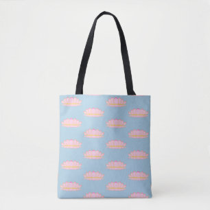Pink Lotus Flower Pattern Tote Bag