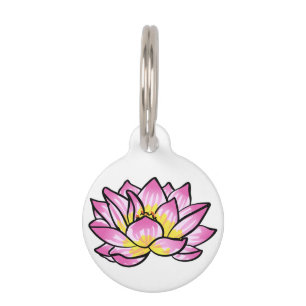 Pink Lotus Flower Pet Tag