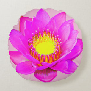 Pink Lotus Flower Round Pillow