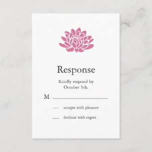 Pink Lotus Flower RSVP (white) Card