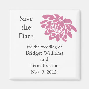 Pink Lotus Flower Save the Date Magnet (white)