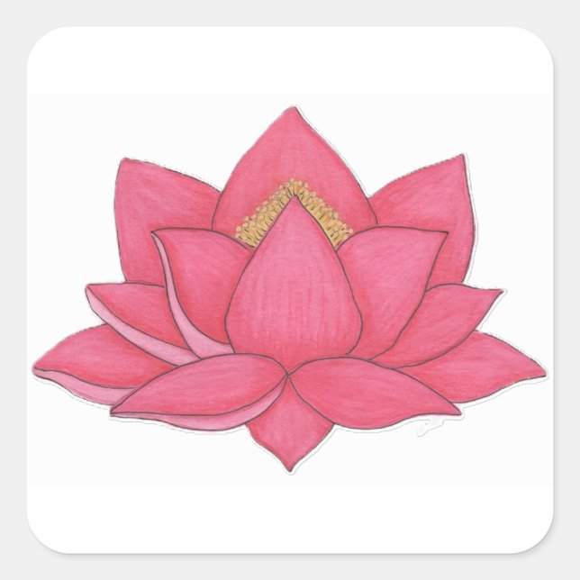 Pink Lotus Flower Square Sticker (Front)