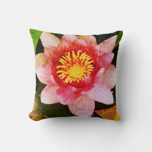 Pink Lotus Flower  Throw Pillow
