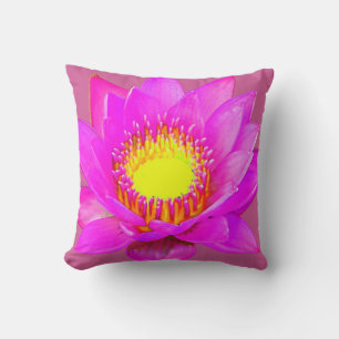 Pink Lotus Flower Throw Pillow