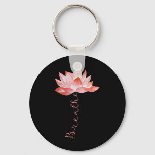 Pink Lotus Flower Yoga Breathe Meditation Yoga Lov Keychain