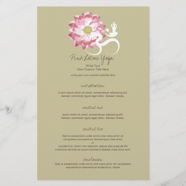 Pink Lotus Flower Yoga & Zen Calligraphy Om Aum Flyer (Front)