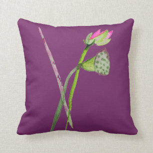 Pink Lotus Flower Zen Buddhist Art Throw Pillow