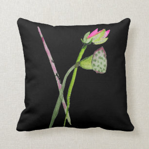 Pink Lotus Flower Zen Buddhist Art Throw Pillow