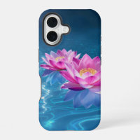  Pink Lotus Flowers Floating on Crystal Blue Water