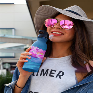 Pink Lotus Flowers Floating on Crystal Blue Water Thermal Tumbler