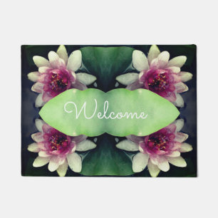 Pink Lotus Flowers, Welcome Door Mat