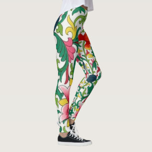 Pink Lotus Garden Botanical Chinoiserie Leggings