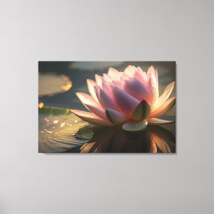 Pink Lotus in Morning Light Stretched Canvas Print