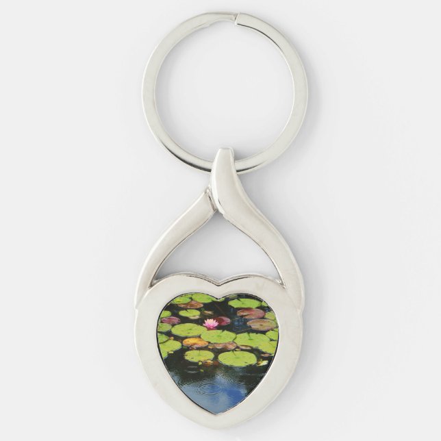 Pink lotus in Rain Keychain (Front)