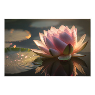 Pink Lotus in the Morning Light Photo Enlargement Print