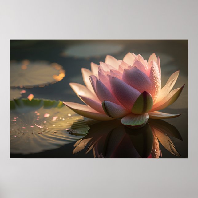 Pink Lotus in the Morning Light Poster (Front)