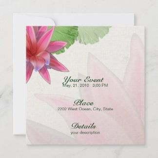 Pink Lotus Invitation Linen Paper 5.25 x 5.25