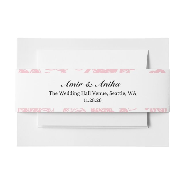 Pink Lotus Lanterns Indian Wedding Mail Envelope Invitation Belly Band (Front Example)