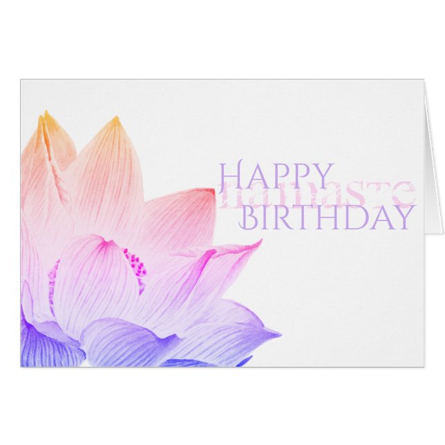 *~* Pink Lotus Lavender Birthday Namaste (Front Horizontal)
