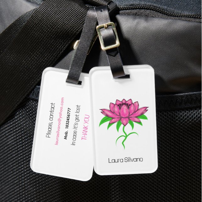 Pink lotus  luggage tag (Creator Uploaded)