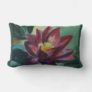 Pink lotus Lumbar Pillow 33 cm x 53 cm