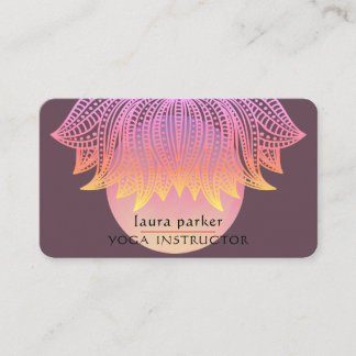 Pink Lotus Mandala Yoga Trainer Meditation Business Card