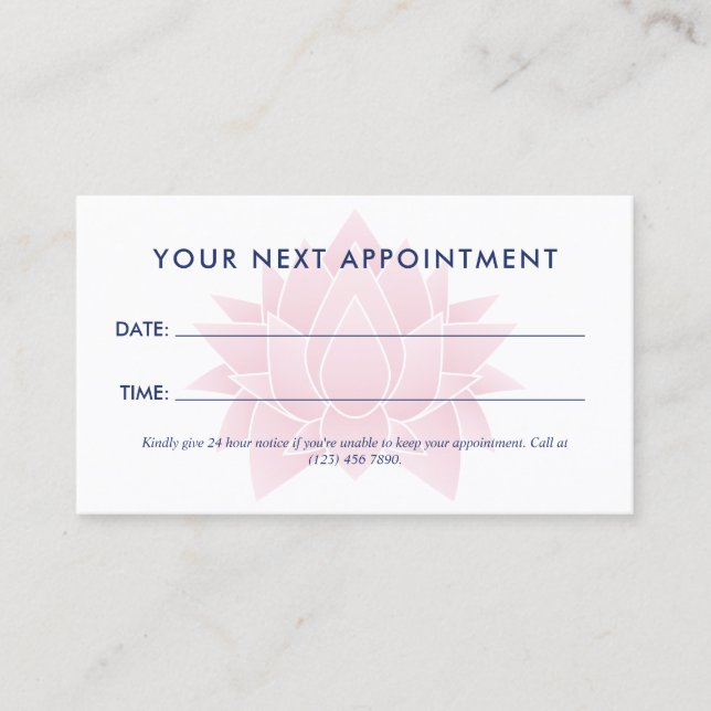 Pink Lotus Massage Therapy Spa Appointment Card (Front)