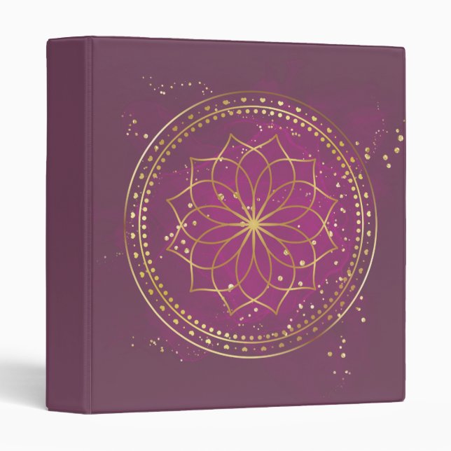 Pink Lotus Ornate flourish floral Binder (Front/Spine)