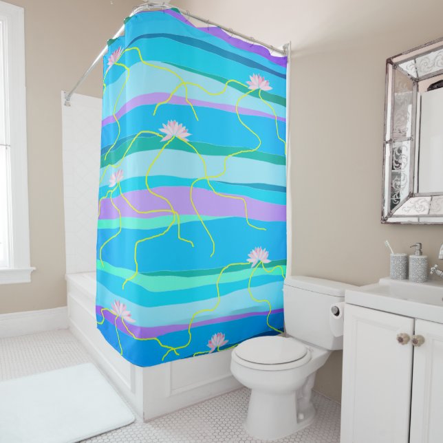 Pink Lotus Shower Curtain (In Situ)