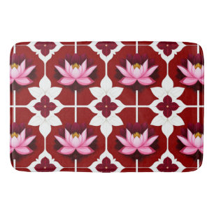 Pink Lotus Vibrant Floral Design Bath Mat