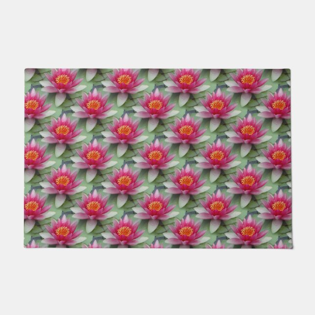 Pink Lotus Water Lily Doormat (Front)