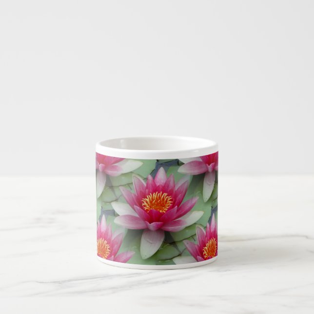 Pink Lotus Water Lily Espresso Cup (Front)