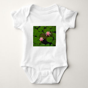 Pink lotus water lily flower  garden, baby bodysuit