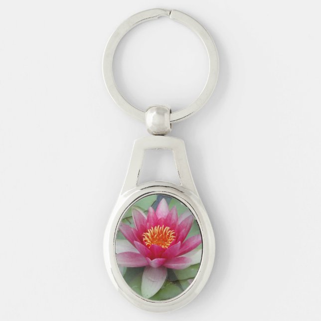 Pink Lotus Water Lily Keychain (Front)