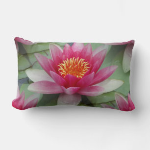 Pink Lotus Water Lily Lumbar Pillow