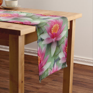 Pink Lotus Water Lily Short Table Runner