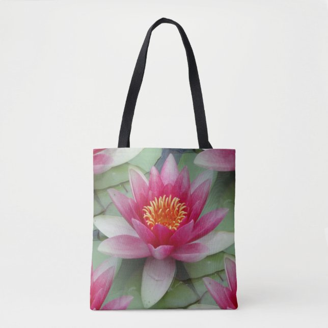 Pink Lotus Water Lily Tote Bag (Front)