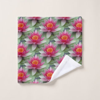 Pink Lotus Water Lily Wash Cloth