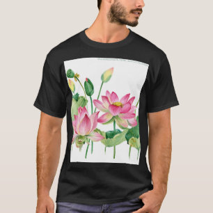 Pink Lotus Watercolor Border T-Shirt