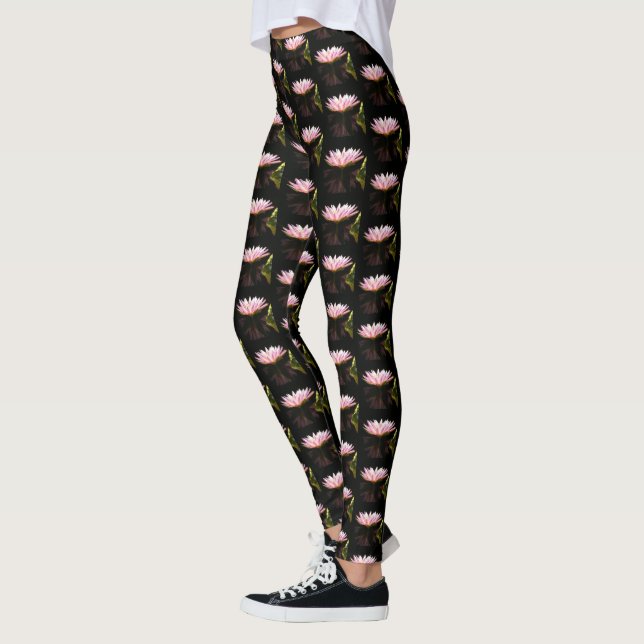 Pink Lotus Waterlily Leggings (Left)