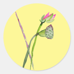 Pink Lotus Zen flower Buddhist Art Classic Round Sticker