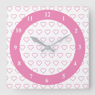 Pink Love - Add your favourite colours Square Wall Clock