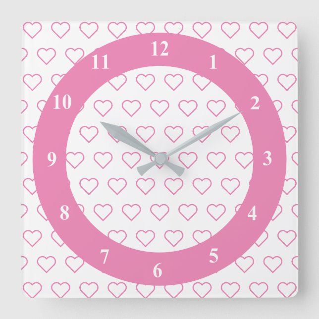 Pink Love - Add your favourite colours Square Wall Clock (Front)